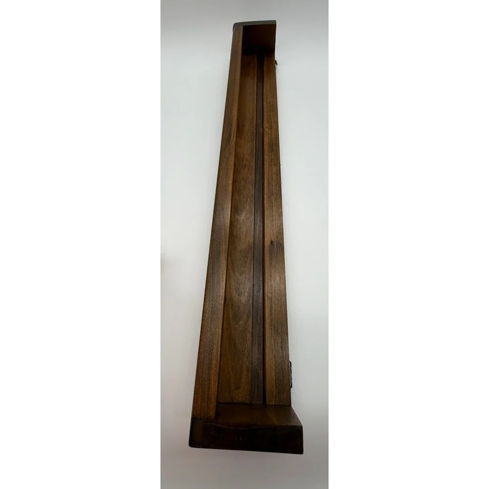 Vintage Dark Wood Spice Rack Wall Mount Gallery Rail Display Shelf 24 Inch